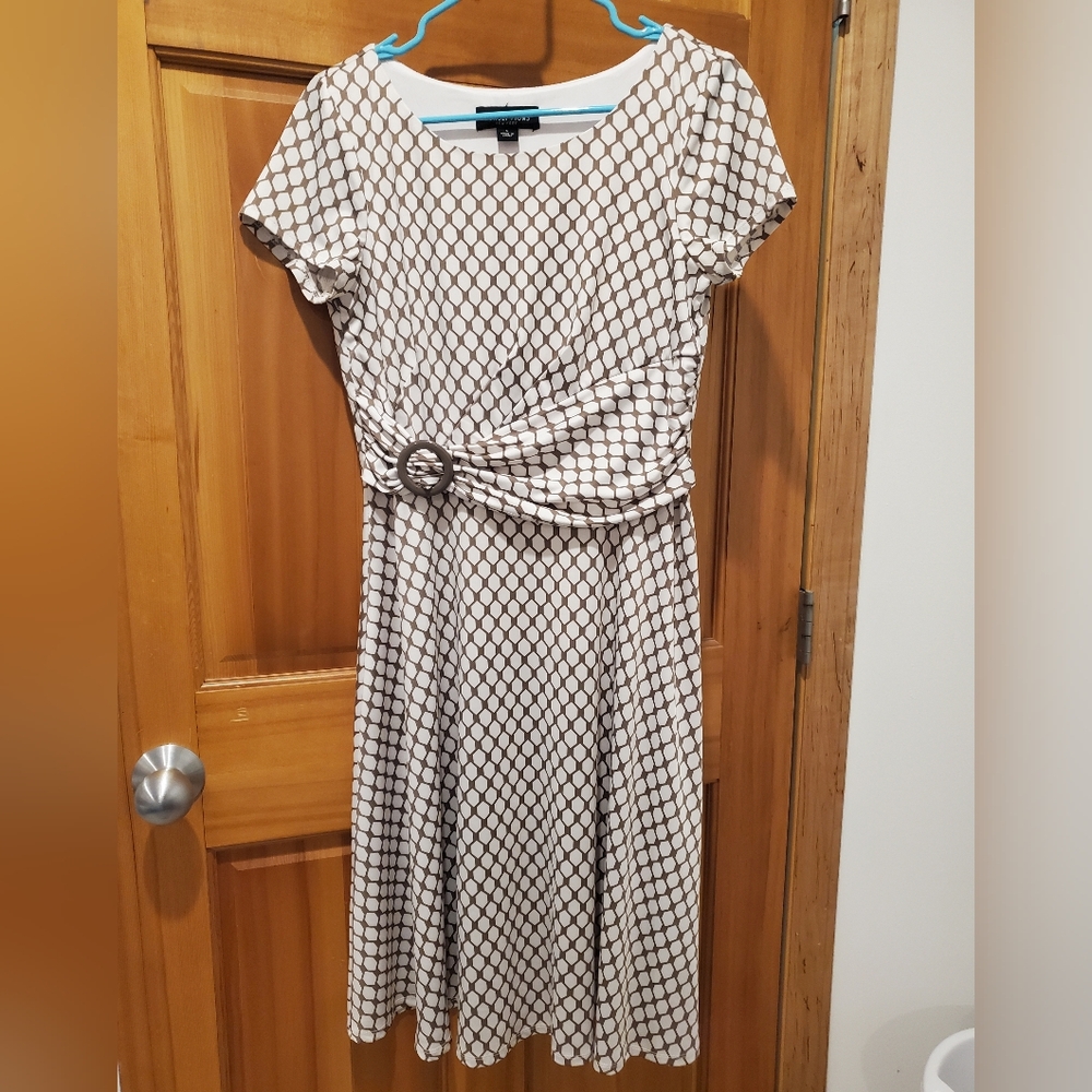 Perceptions Brown And White Patterned Dress S